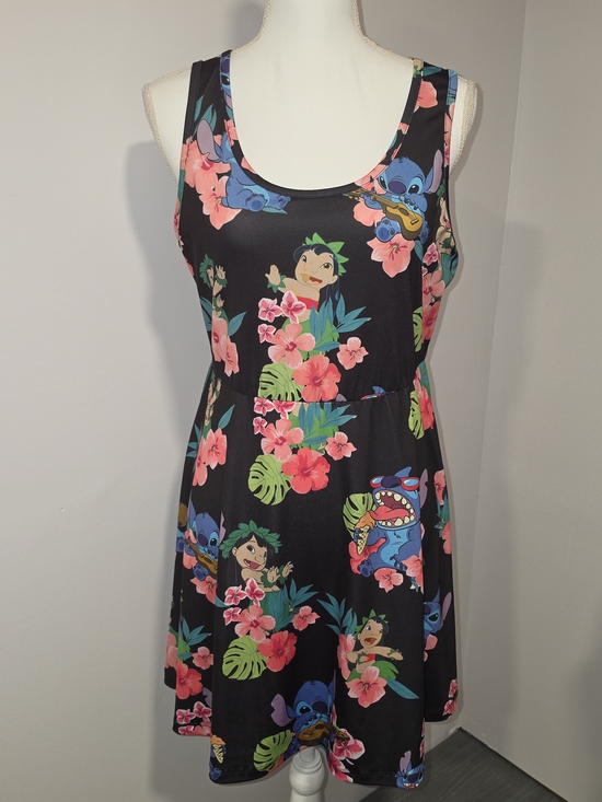 Disney Dresses & Skirts - Disney Lilo & Stitch Black Tropical Scoop Neck Stretchy Mini Dress Womens XL